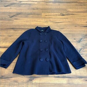 JCrew Women's Double Breasted button sweater M Blue Jacket Coat Collar Classic